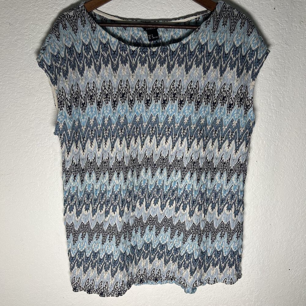 Lindex Womens Top Chevron Knit Blue L/XL Casual Workwear